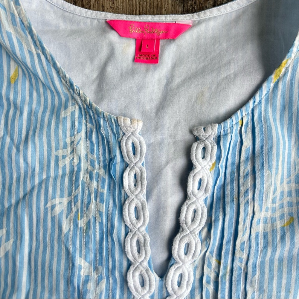 Lilly Pulitzer Blue and White Hollie Tunic Dress L - Picture 5 of 7